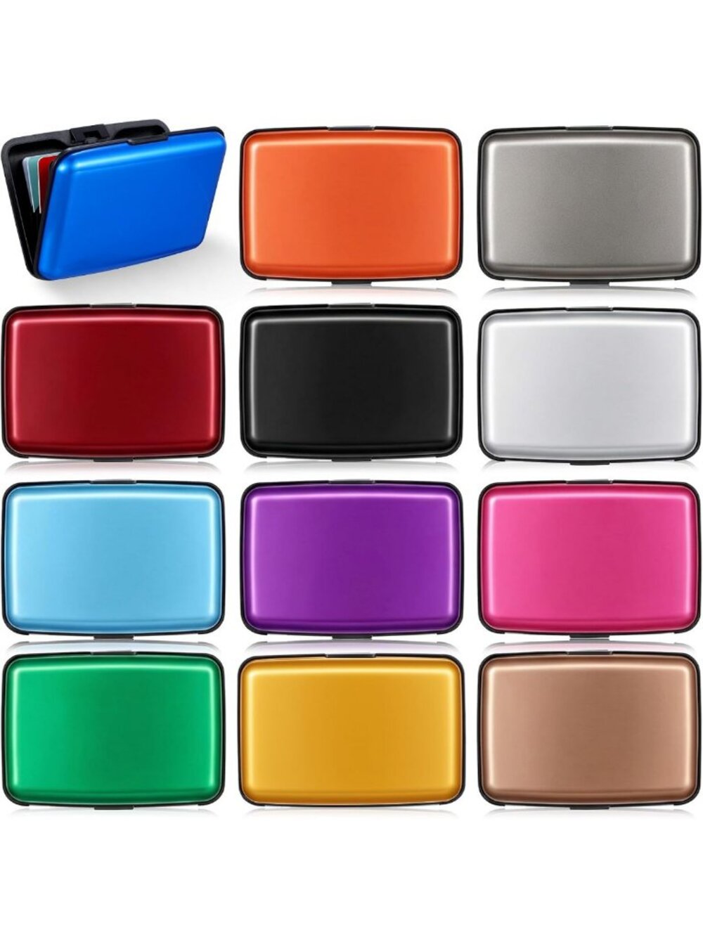 12 Pcs Slim RFID Blocking Aluminum Wallets | Mini Metal Credit Card Holders